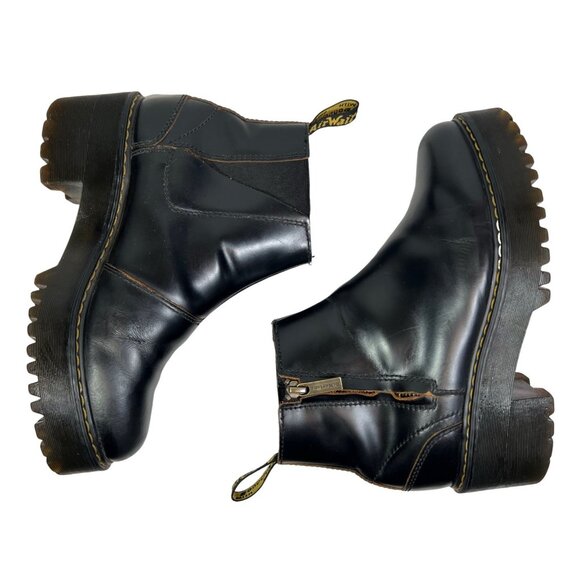 Dr. Martens Rometty II Womens Size 7 Platform Chelsea Boots Black Leather - Picture 5 of 9